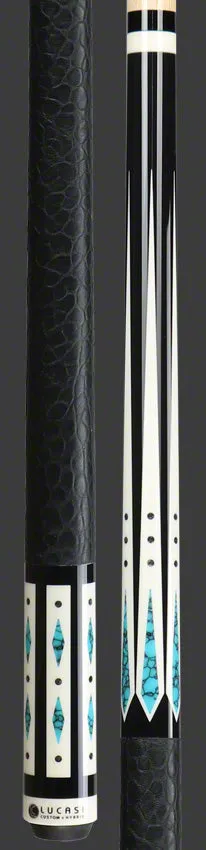 Lucasi Hybrid Midnight Black and Blue Recon Pool Cue with Embossed Elephant Wrap  - LHC98