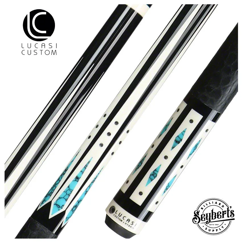 Lucasi Hybrid Midnight Black and Blue Recon Pool Cue with Embossed Elephant Wrap  - LHC98