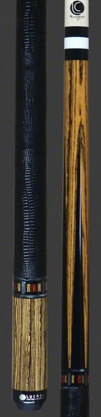 Lucasi  Zero Flexpoint Bocote with Silver Crush Inlays and Black Embossed Snake Wrap Pool Cue - LZC26