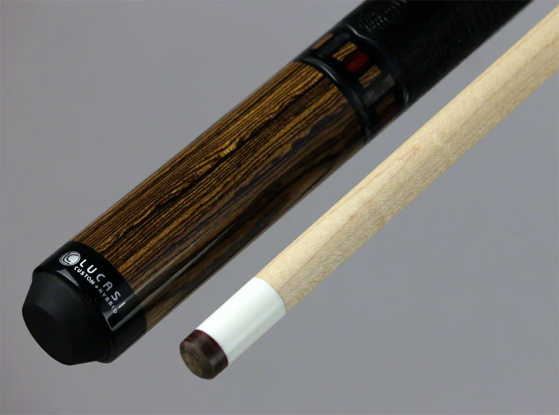 Lucasi  Zero Flexpoint Bocote with Silver Crush Inlays and Black Embossed Snake Wrap Pool Cue - LZC26