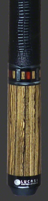 Lucasi  Zero Flexpoint Bocote with Silver Crush Inlays and Black Embossed Snake Wrap Pool Cue - LZC26