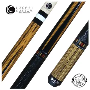 Lucasi  Zero Flexpoint Bocote with Silver Crush Inlays and Black Embossed Snake Wrap Pool Cue - LZC26
