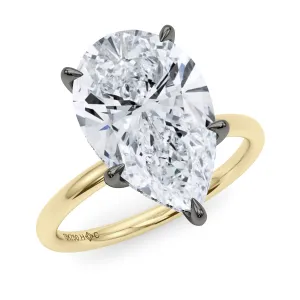Mixed Metal Pear Cut Hidden Halo Diamond Ring