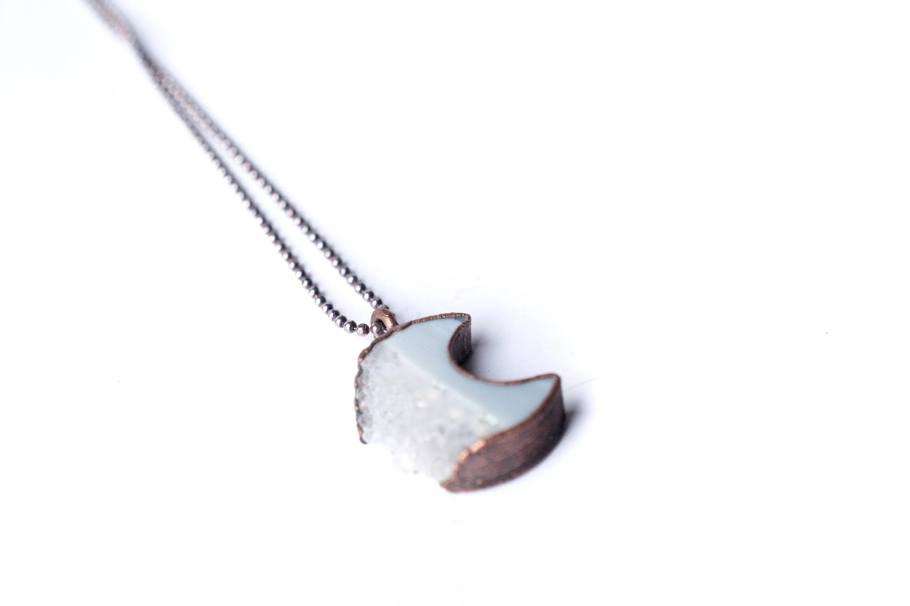 Moon Necklace | Druzy crystal necklace