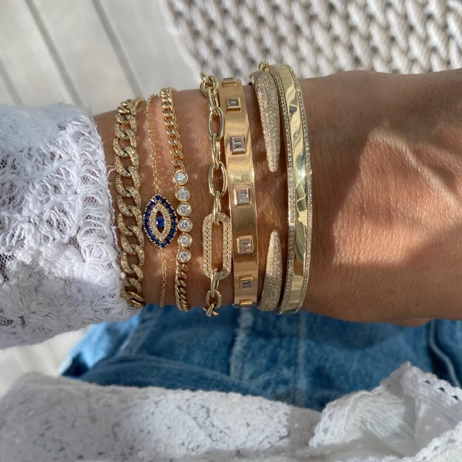 Multi Row Diamond Pave Claw Bangle