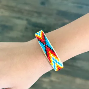 Navajo Handmade Seed Beaded Childrens Open Cuff Leather Bracelet New