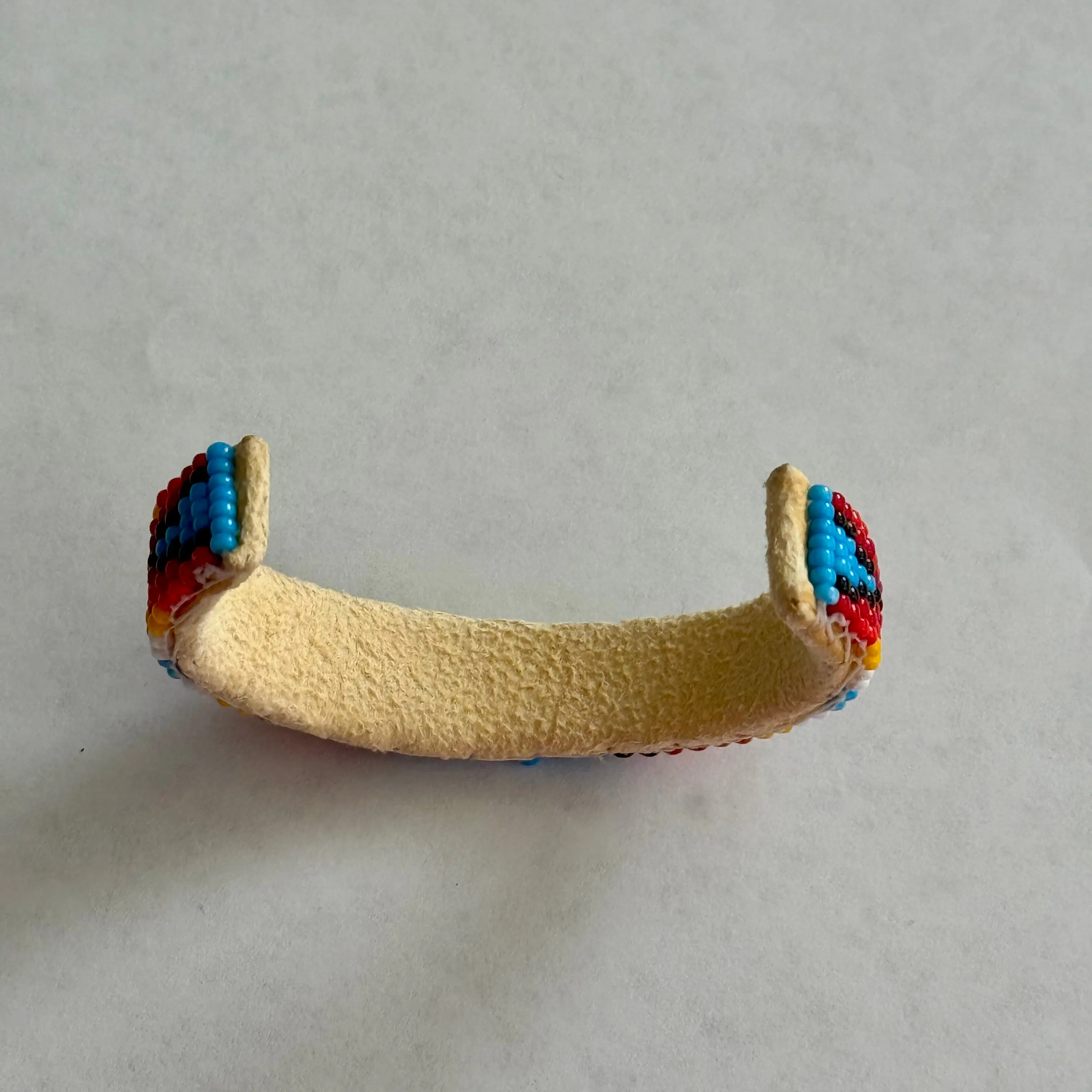 Navajo Handmade Seed Beaded Childrens Open Cuff Leather Bracelet New