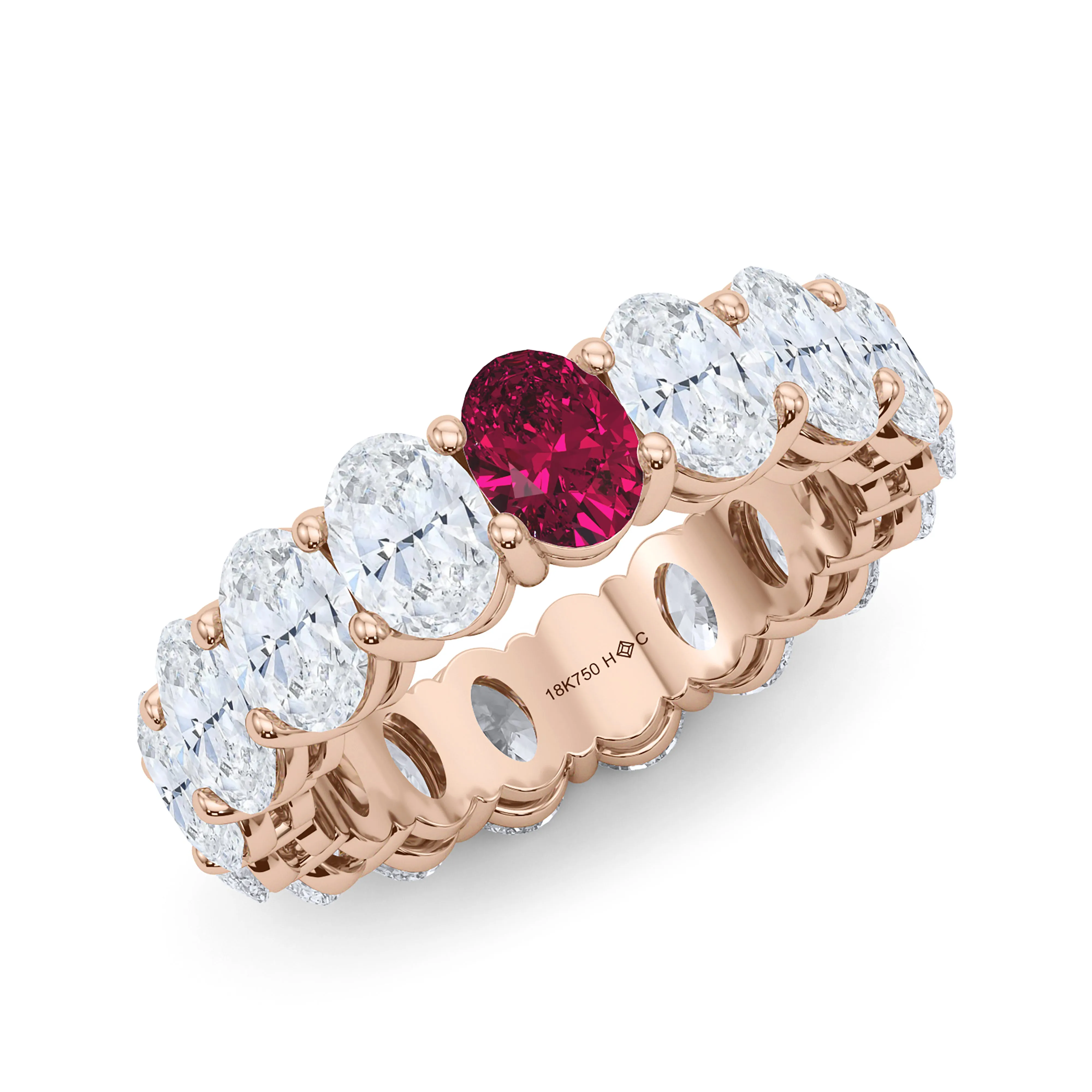 Oval Cut Diamond & Birthstone Eternity Band