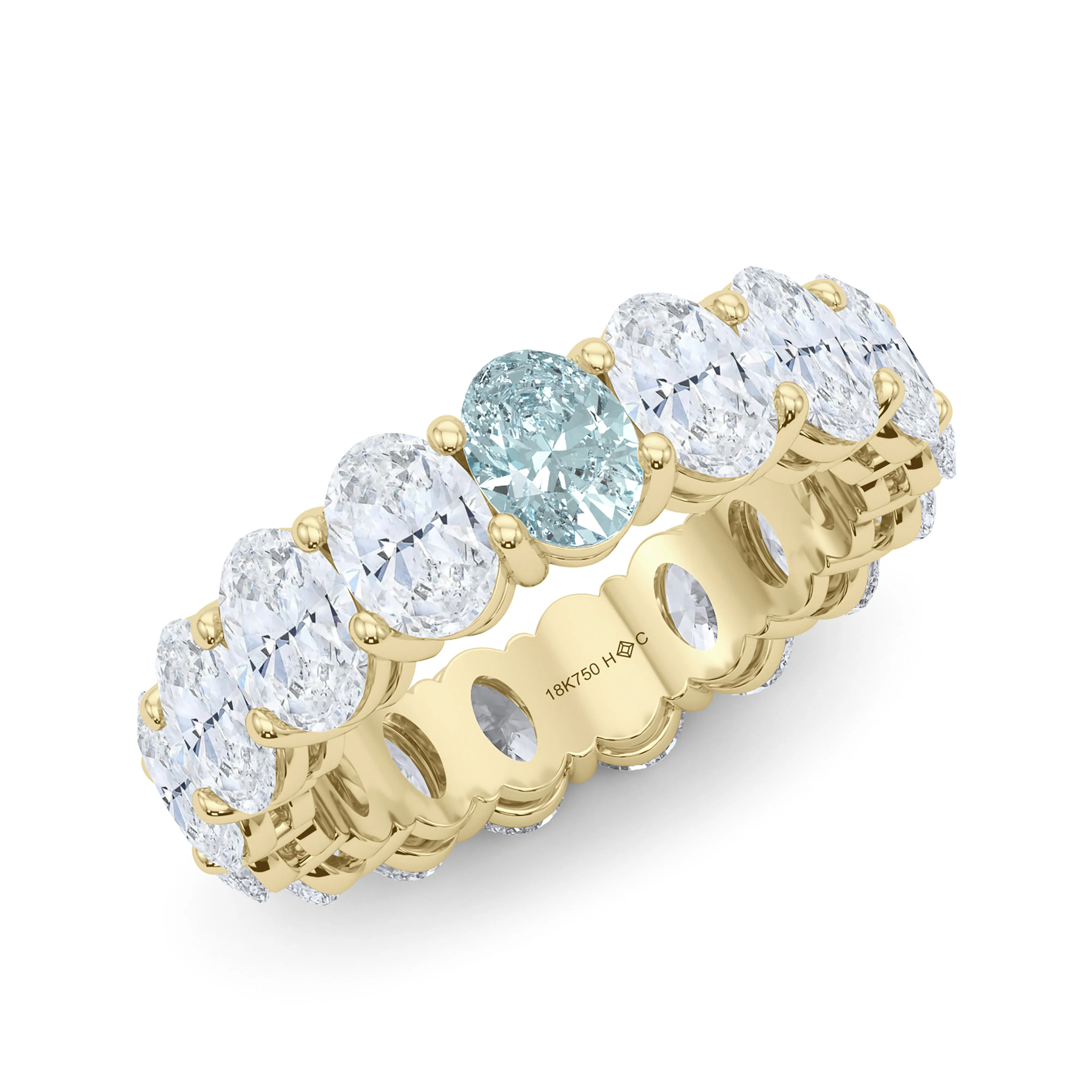 Oval Cut Diamond & Birthstone Eternity Band