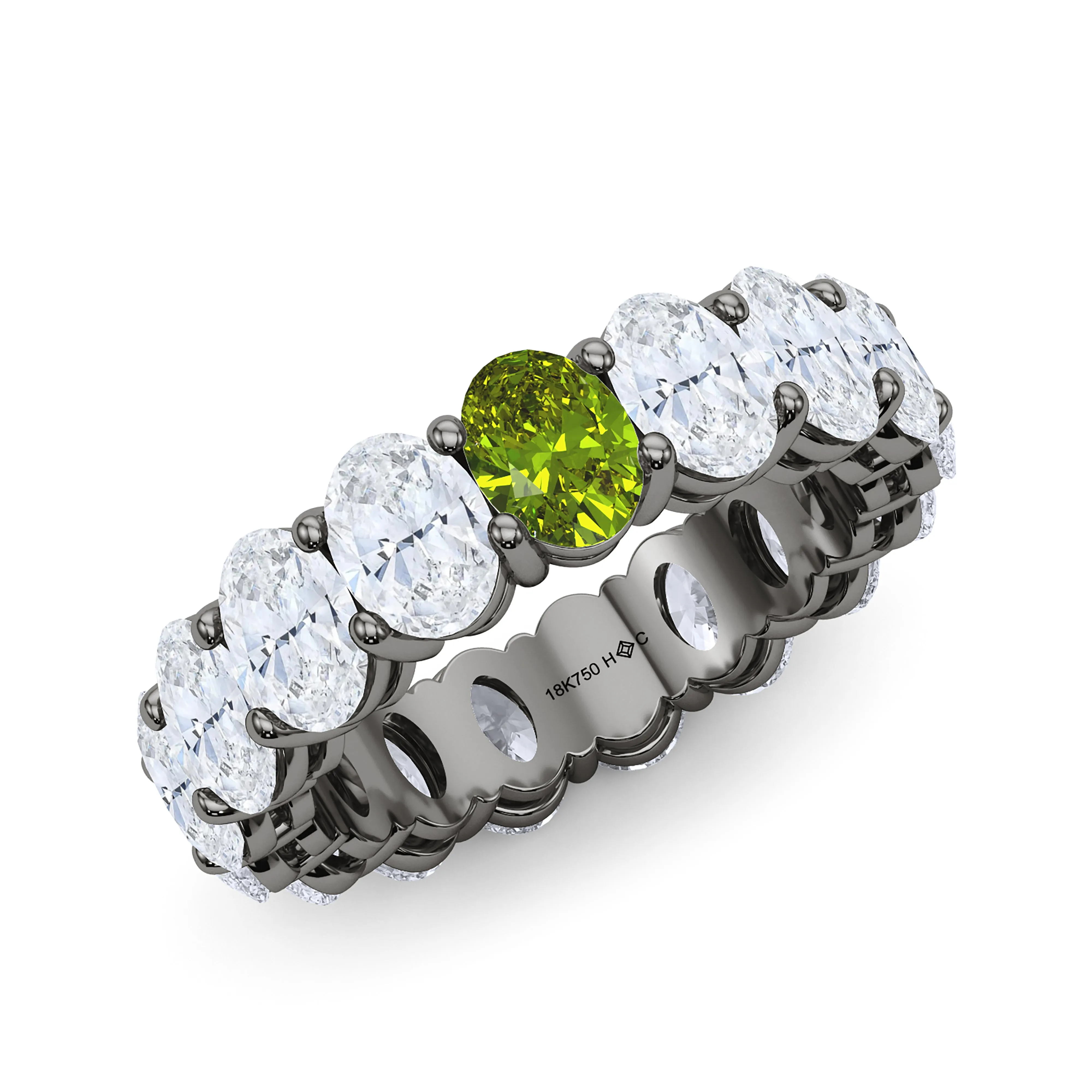 Oval Cut Diamond & Birthstone Eternity Band