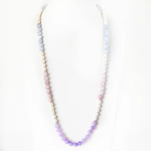 Pearl, Blue Lace and Amethyst Bead Necklace
