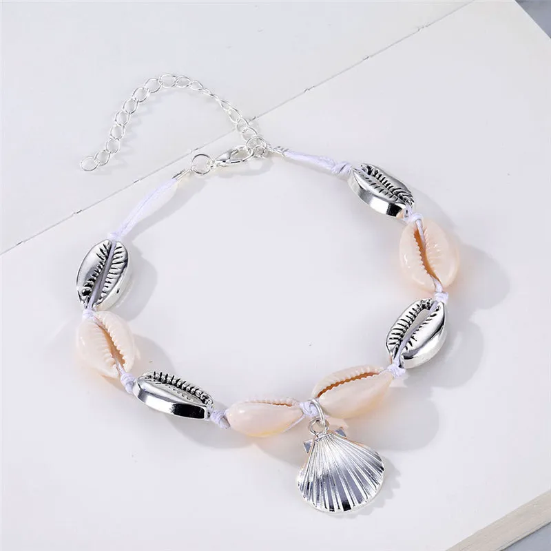 Personalized Simple Natural Shell Bracelet Hand-Woven Rope Creative Bracelet Necklace Couple Jewelry