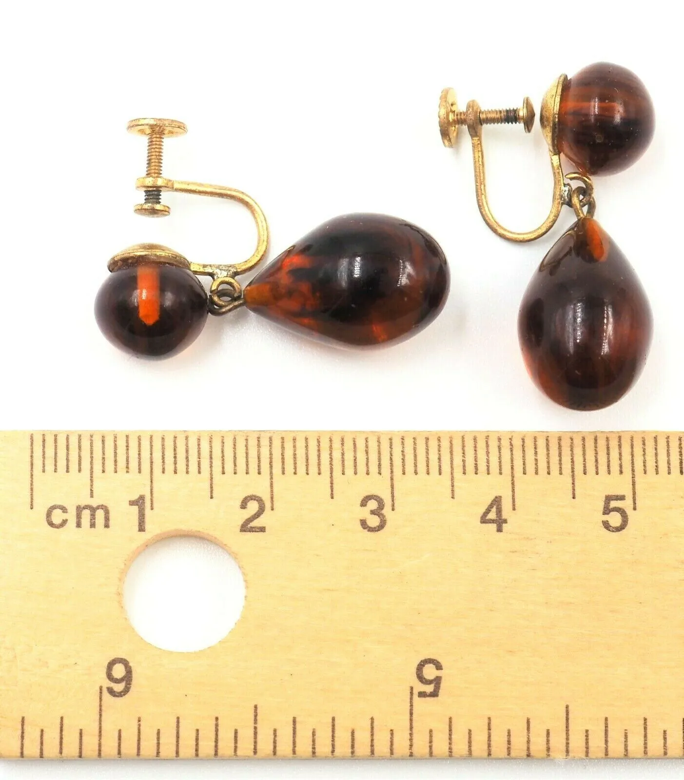 Polished Amber Screw Back Earrings