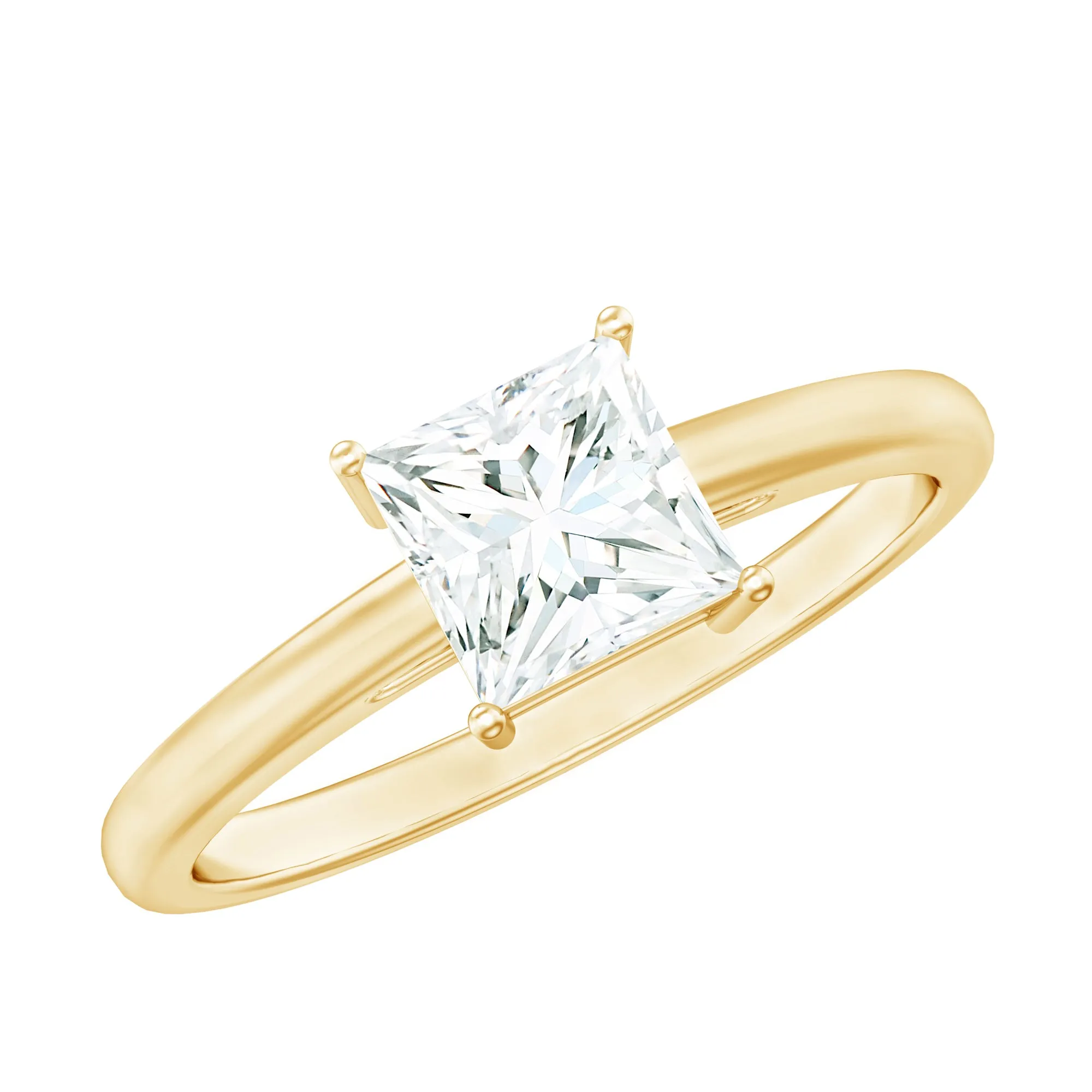 Princess Cut Zircon Solitaire Ring in Prong Setting