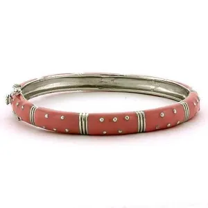 Rhodium 925 Sterling Silver Bangle with Epoxy in Rose for Women Style LOAS811