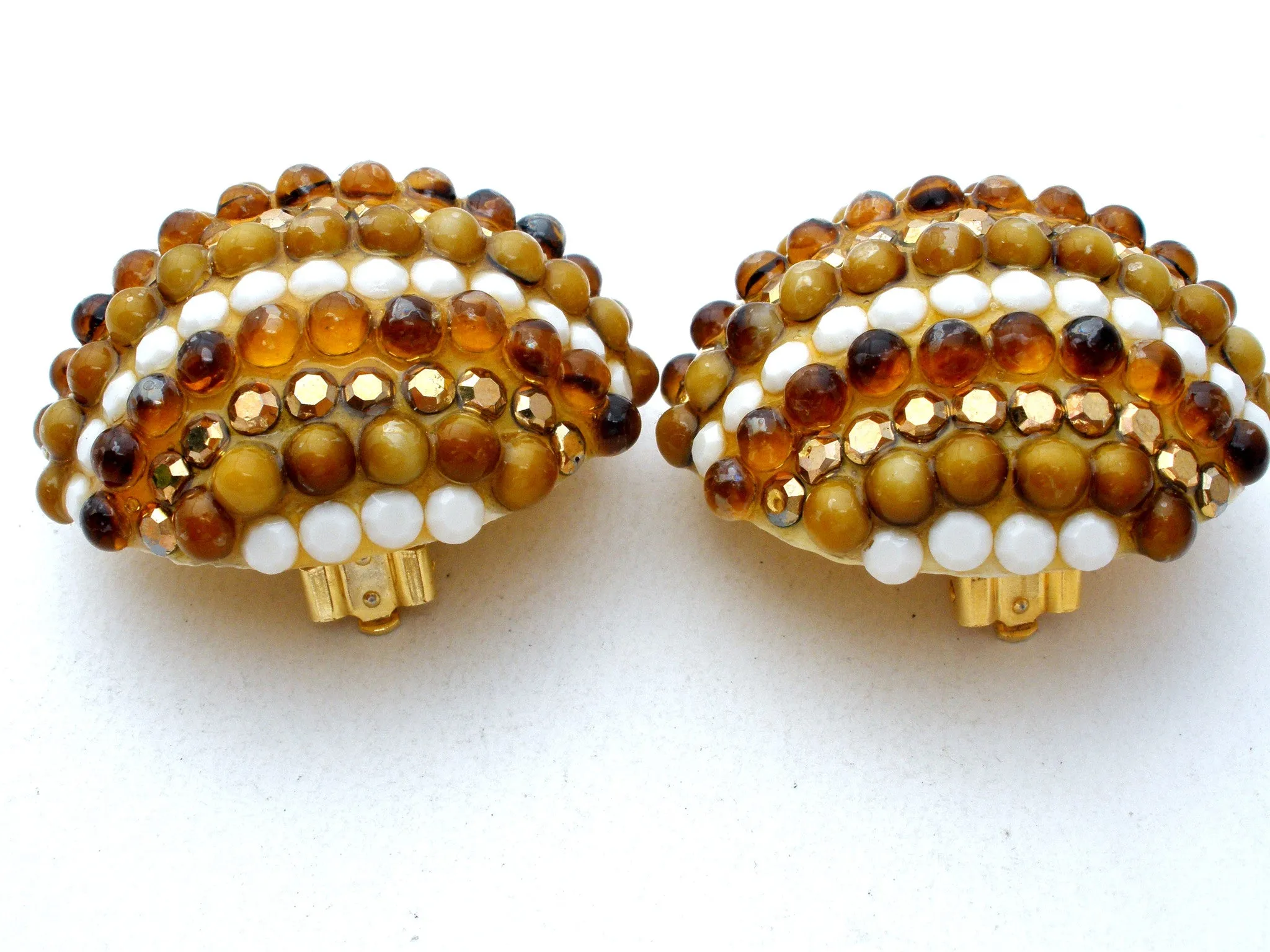 Richard Kerr Amber Rhinestone Earrings Vintage