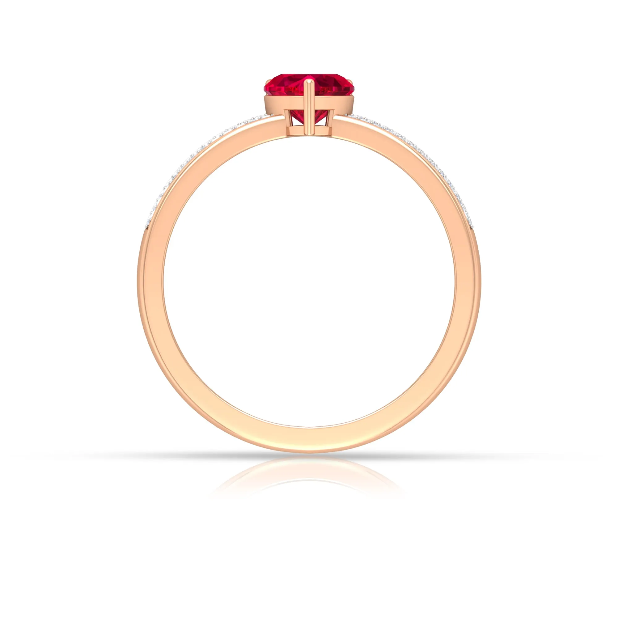 Ruby Heart Engagement Ring with Pave Diamond