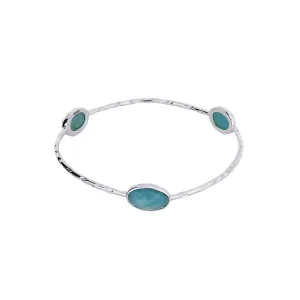 Silver & Amazonite Triple Stone Bangle