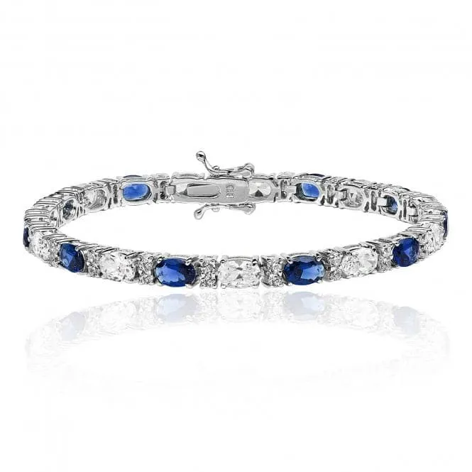Silver & Co Oval Sapphire Cubic Zirconia Bracelet with Secure Claw Setting SBG0034SA
