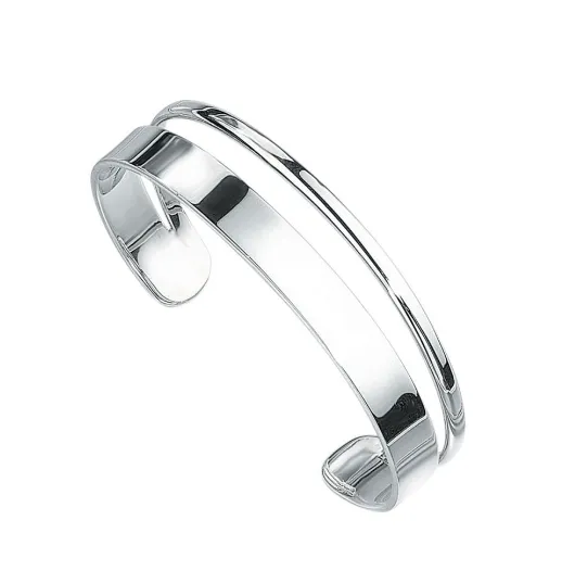 Silver Flat Torque Bangle with Cut Out
