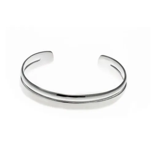 Silver Flat Torque Bangle with Cut Out
