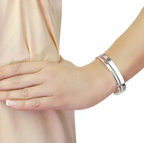 Silver Flat Torque Bangle with Cut Out