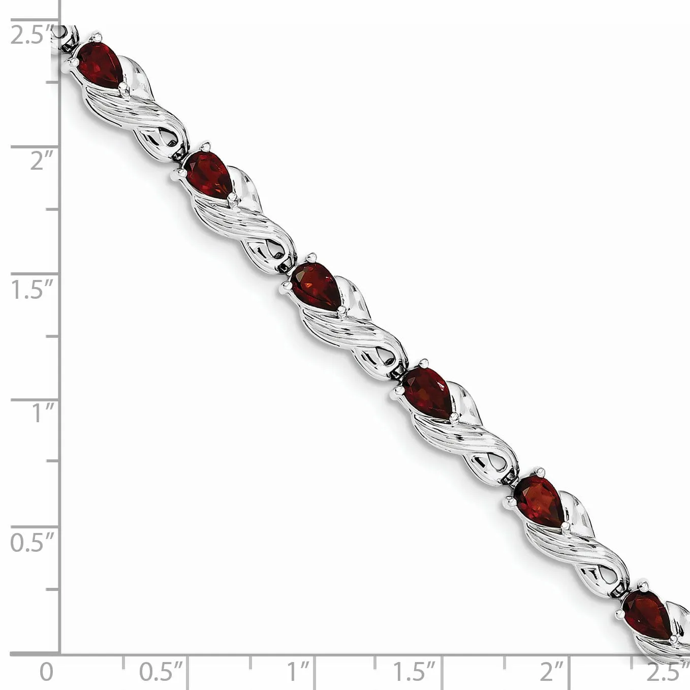 Silver Oval Cut Garnet Gemstone Bracelet