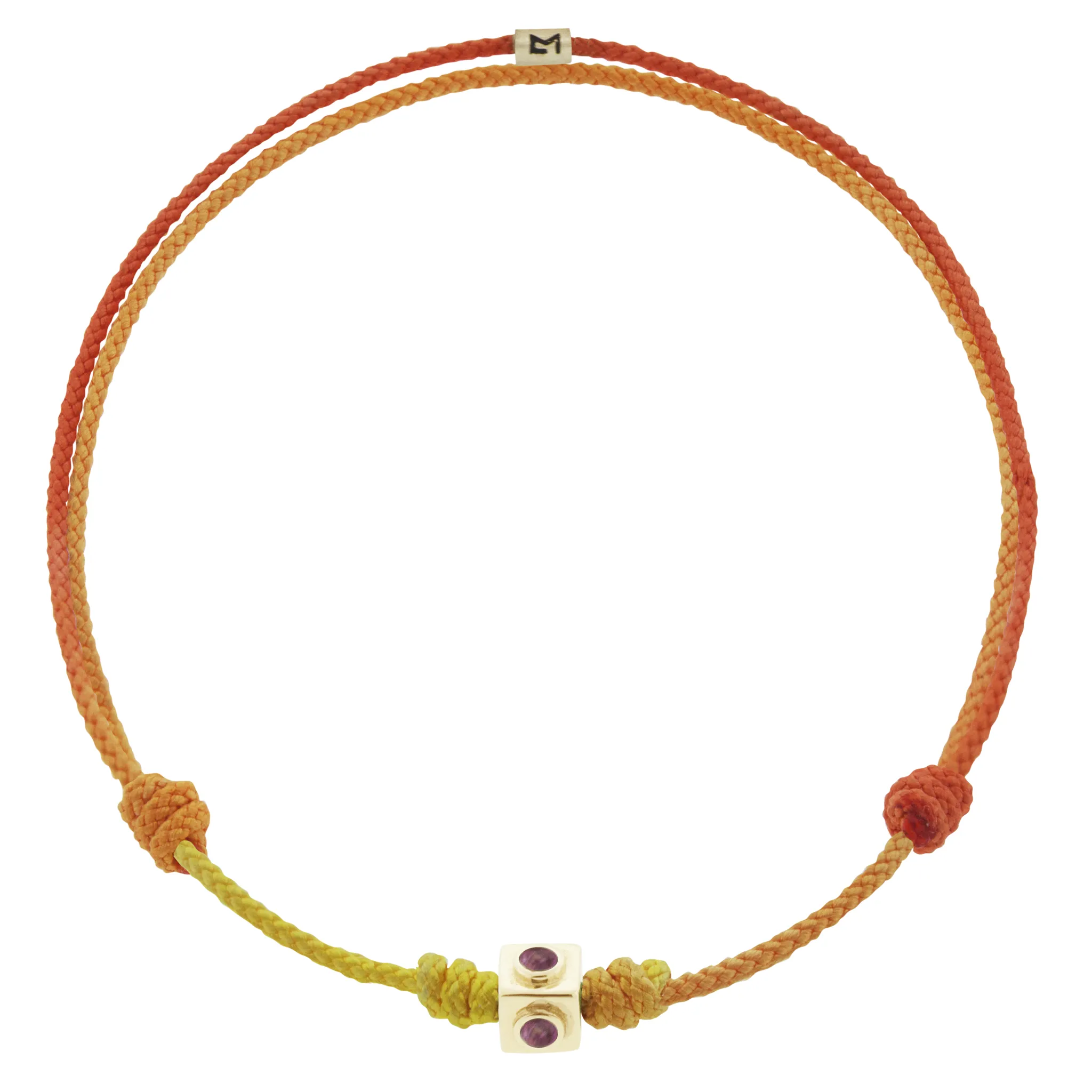 Small Gold Smokey Quartz Lego Cube on a Cord Bracelet