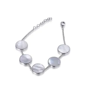 Sterling Silver 5 Circles Mother of Pearl Bracelet