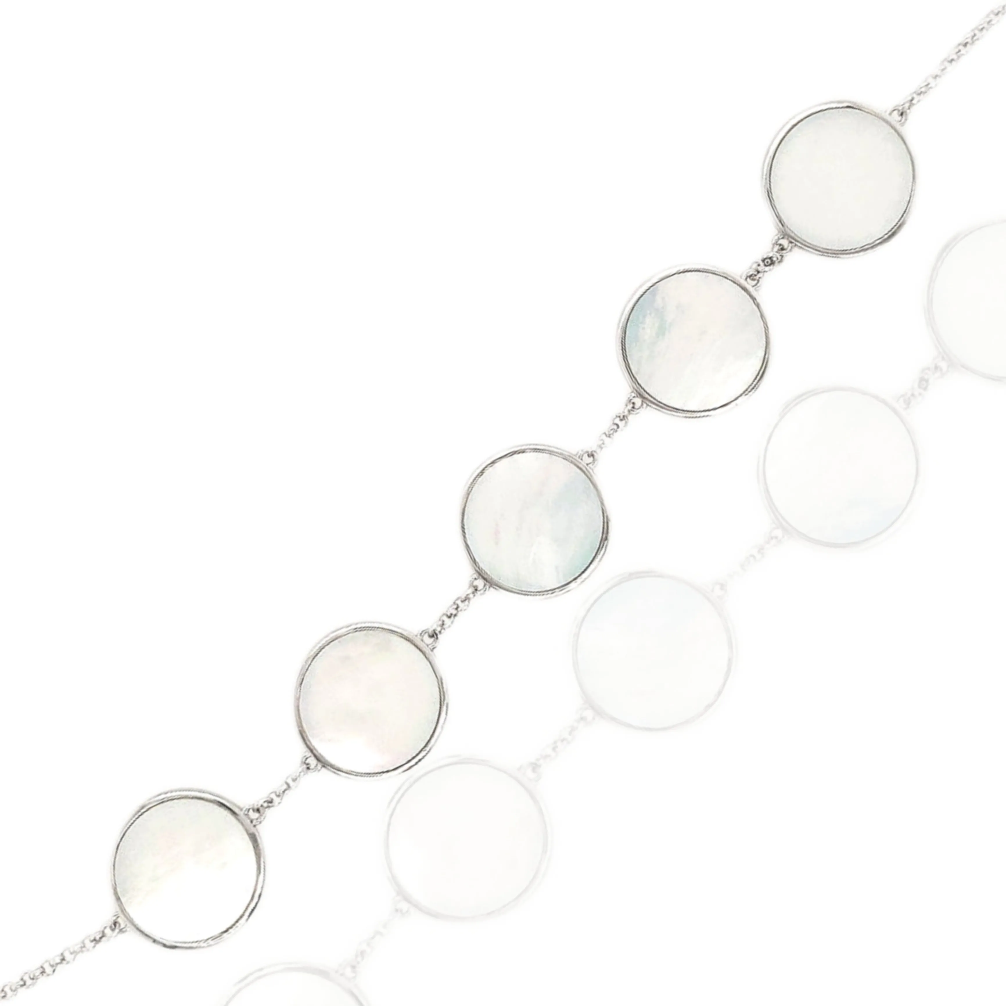 Sterling Silver 5 Circles Mother of Pearl Bracelet