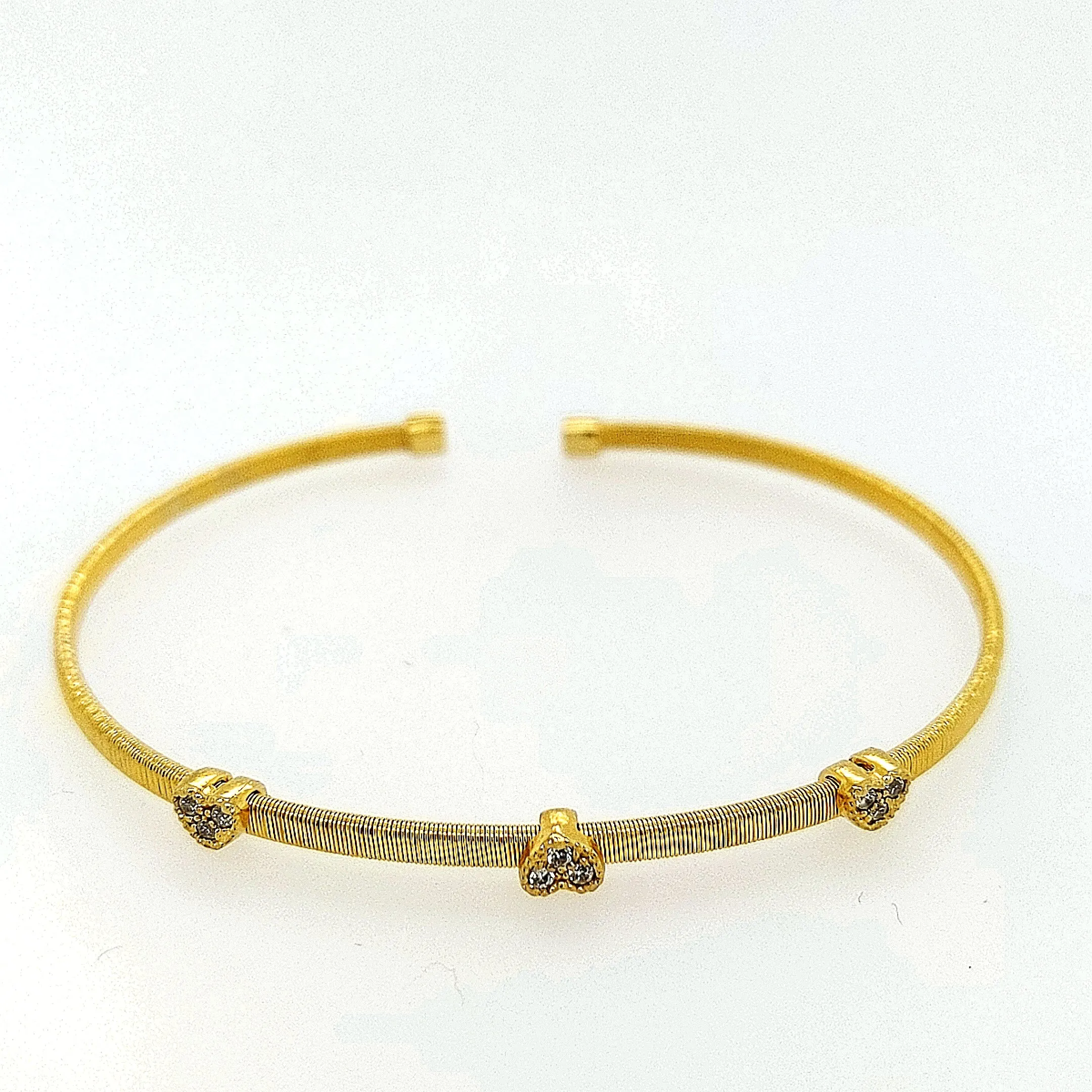 Sterling Silver Gold Plated CZ Cuff Bracelet
