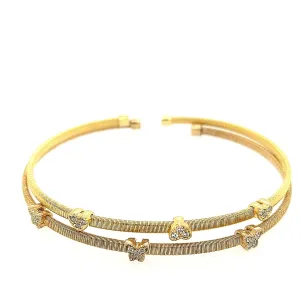 Sterling Silver Gold Plated CZ Cuff Bracelet