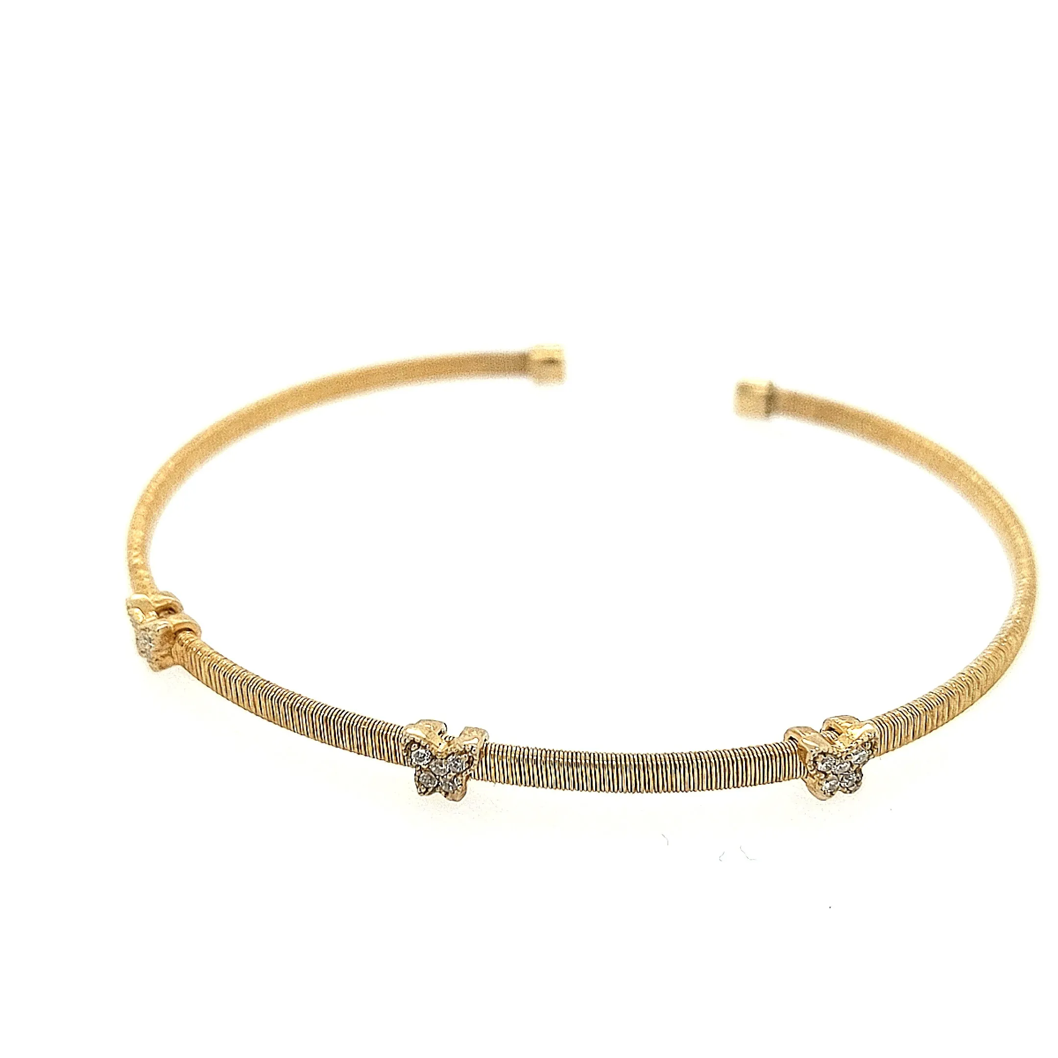 Sterling Silver Gold Plated CZ Cuff Bracelet