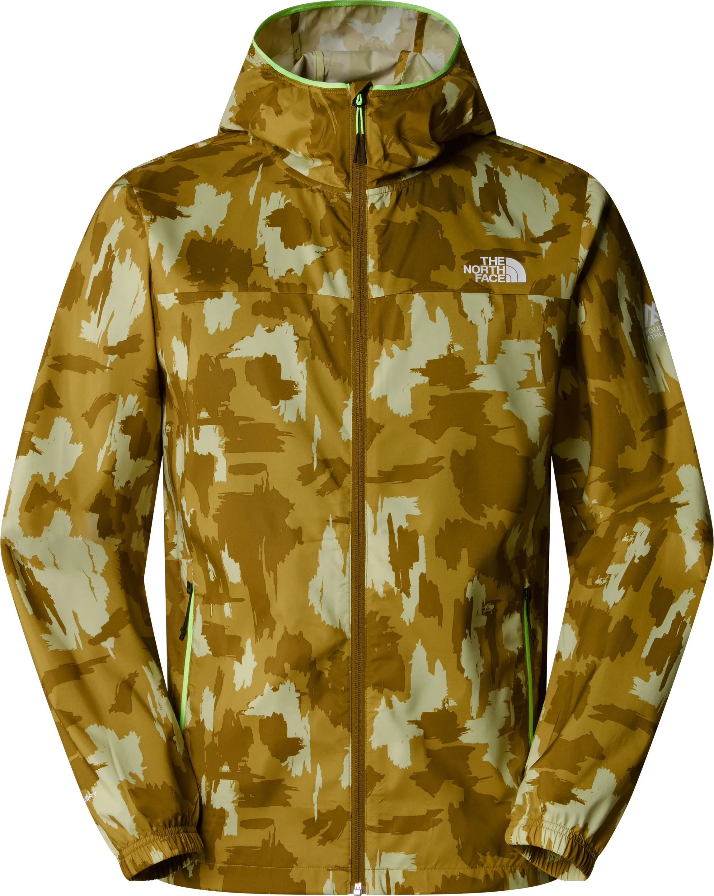 The North Face Men&#x27;s Mountain Athletics Printed Hooded Wind Jacket Amber Green Painted Mountains Print | Buy The North Face Men&#x27;s Mountain Athletics Printed Hooded Wind Jacket Amber Green Painted Mountains Print here | Outnorth