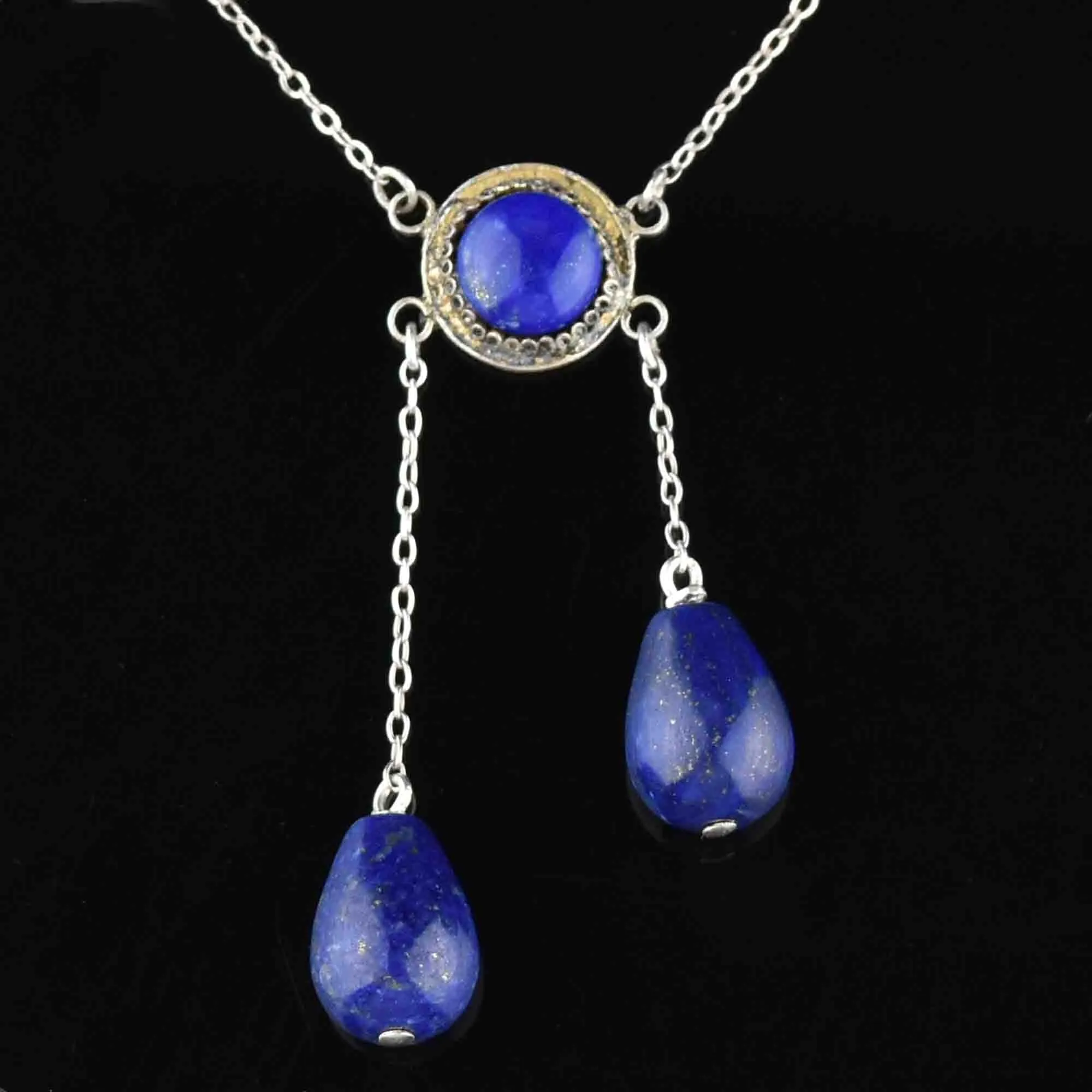 Vintage Silver Lapis Lazuli Lingerie Pendant Necklace