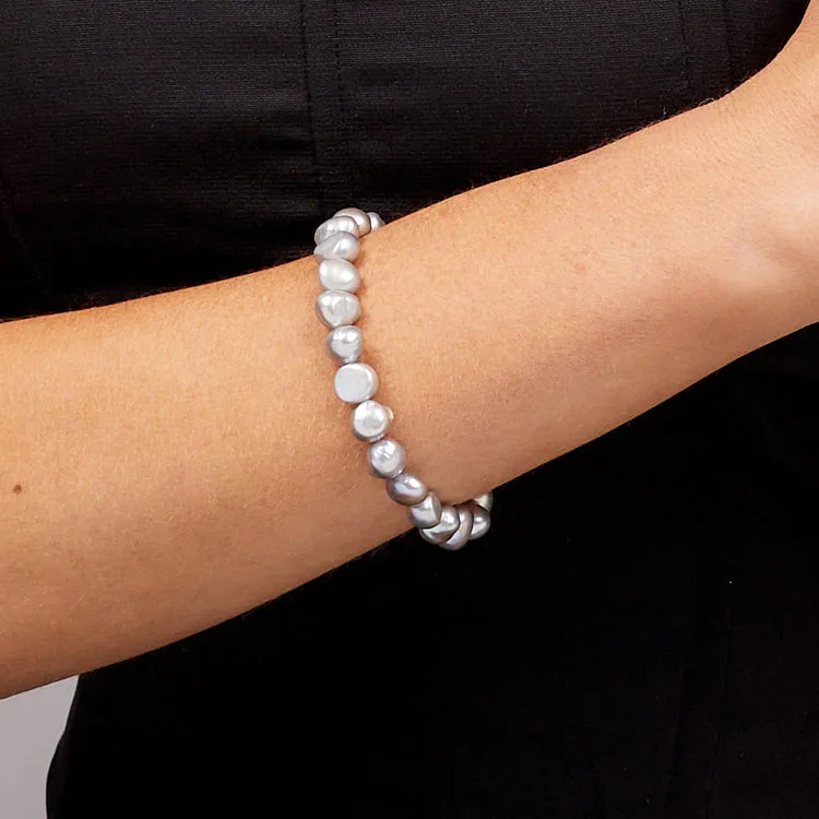 Women's Pearl Bracelet - Grey 7-8mm baroque