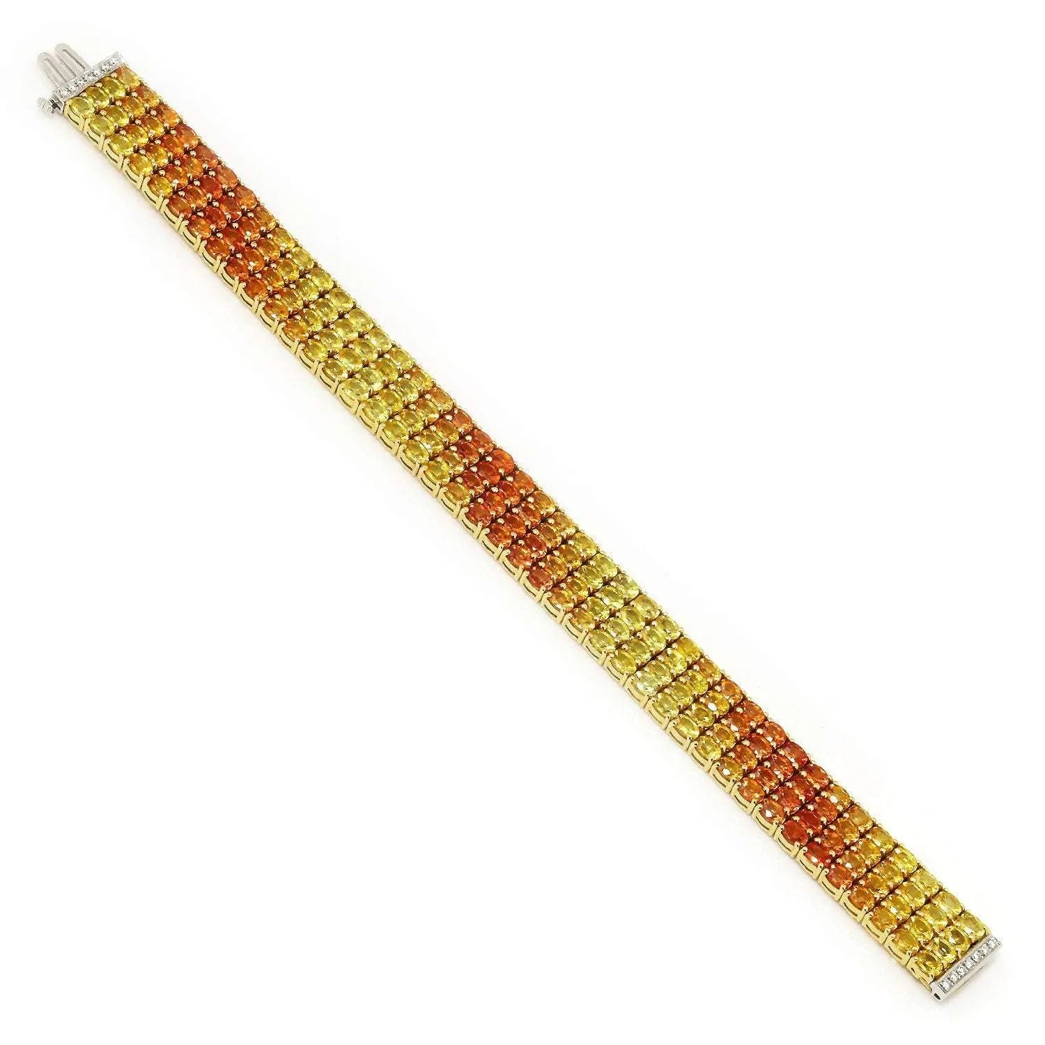 Yellow to Orange Sapphire Fade Bracelet 18K Yellow Gold 25.33ctw