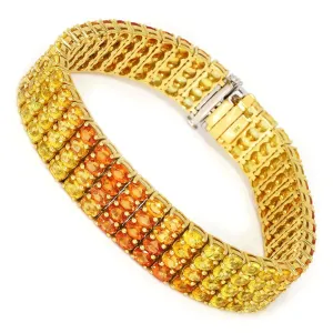 Yellow to Orange Sapphire Fade Bracelet 18K Yellow Gold 25.33ctw