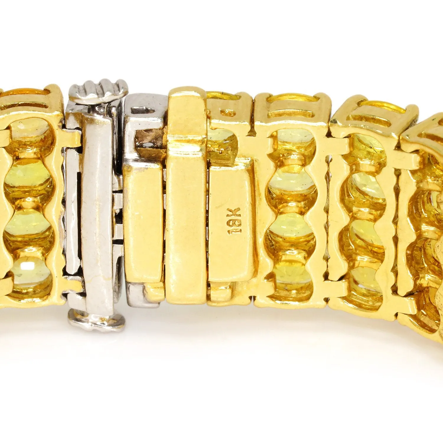 Yellow to Orange Sapphire Fade Bracelet 18K Yellow Gold 25.33ctw