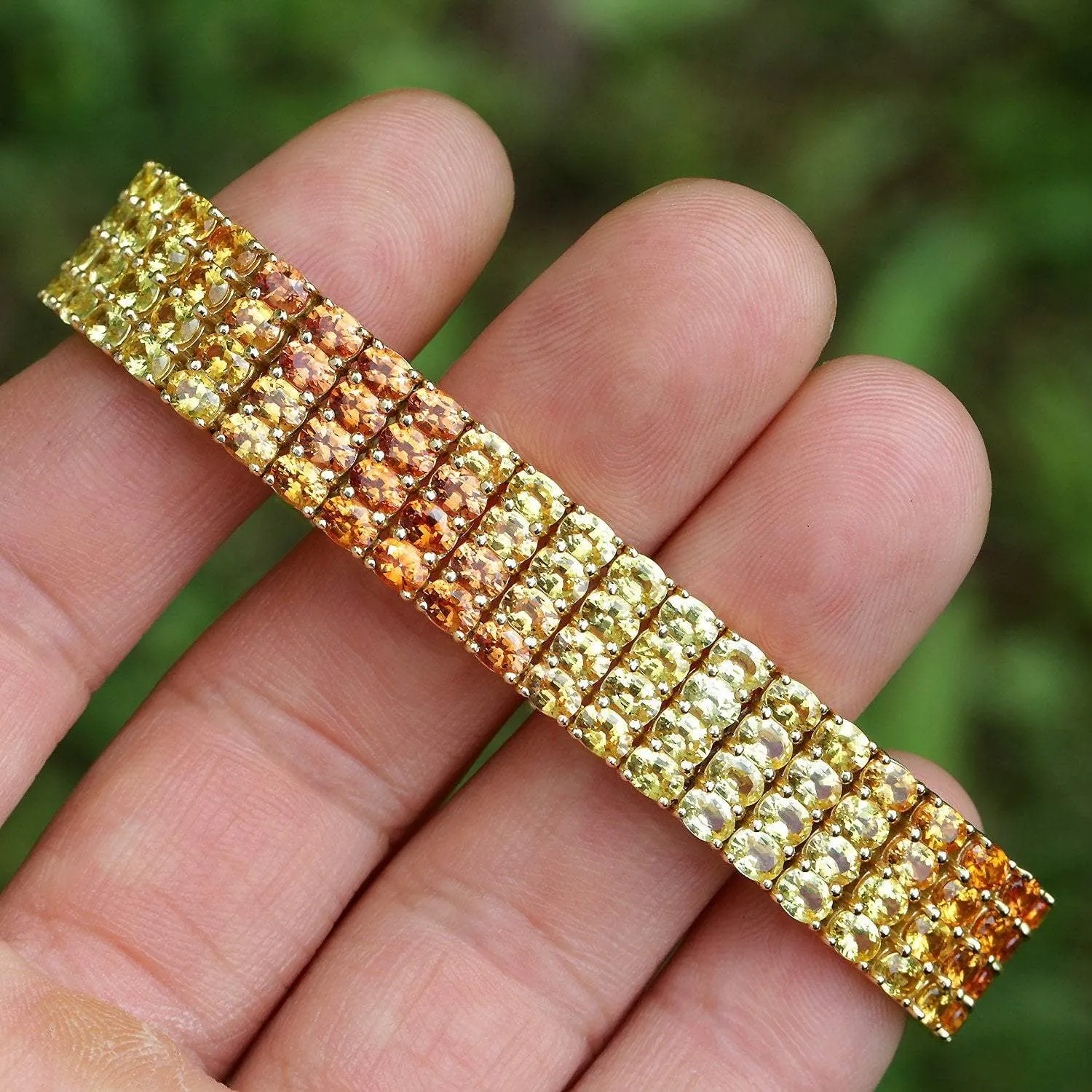 Yellow to Orange Sapphire Fade Bracelet 18K Yellow Gold 25.33ctw