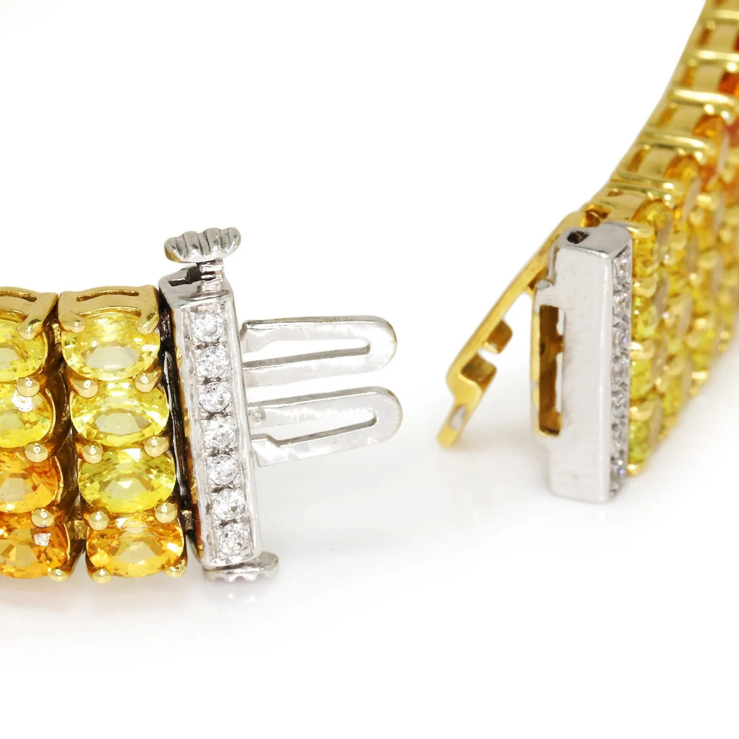 Yellow to Orange Sapphire Fade Bracelet 18K Yellow Gold 25.33ctw