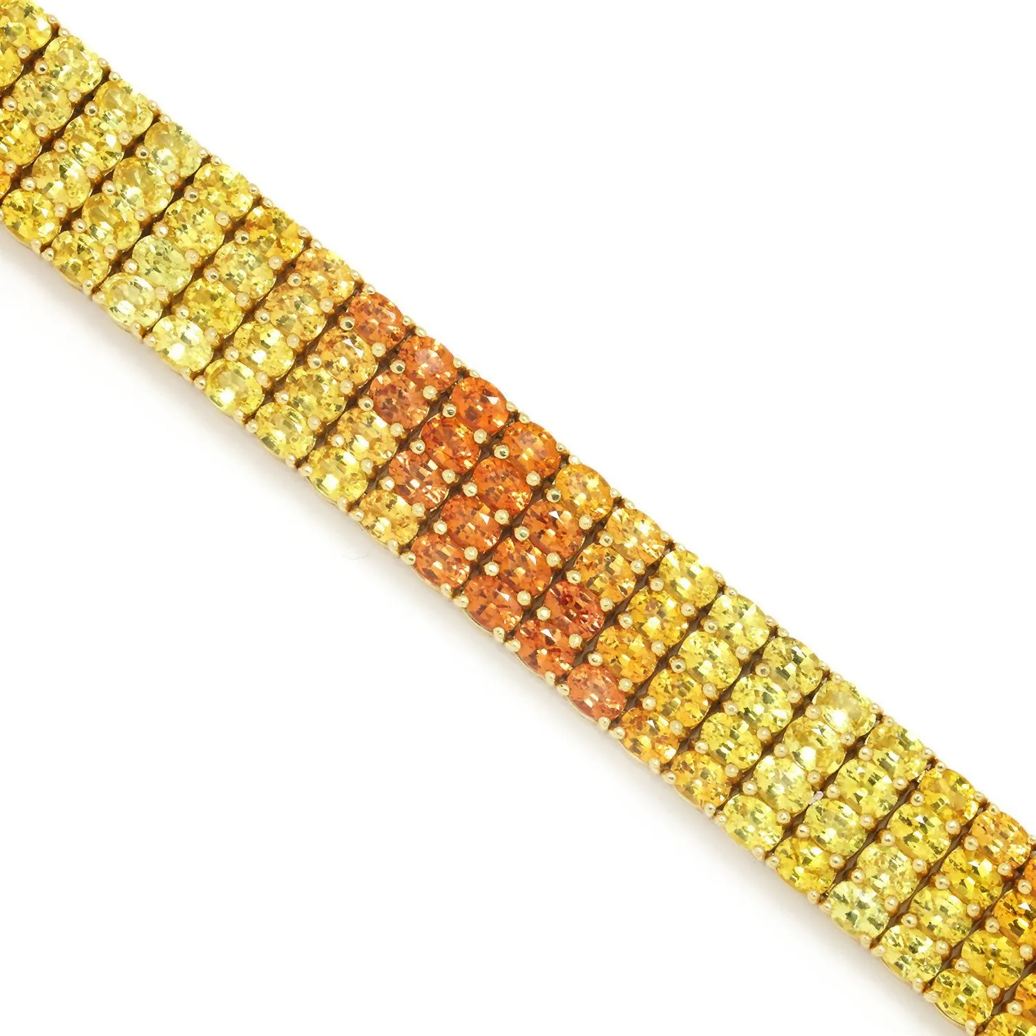 Yellow to Orange Sapphire Fade Bracelet 18K Yellow Gold 25.33ctw