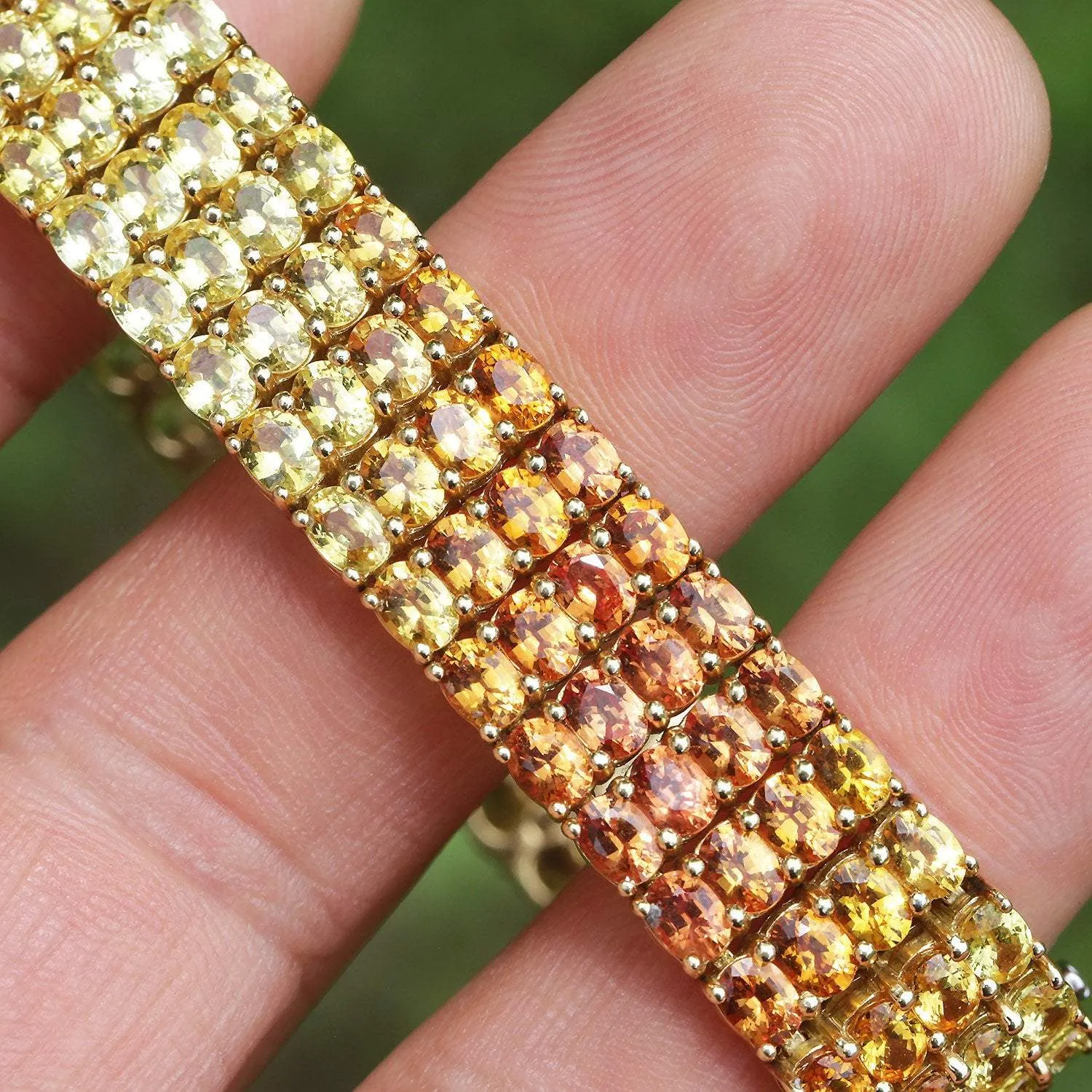 Yellow to Orange Sapphire Fade Bracelet 18K Yellow Gold 25.33ctw