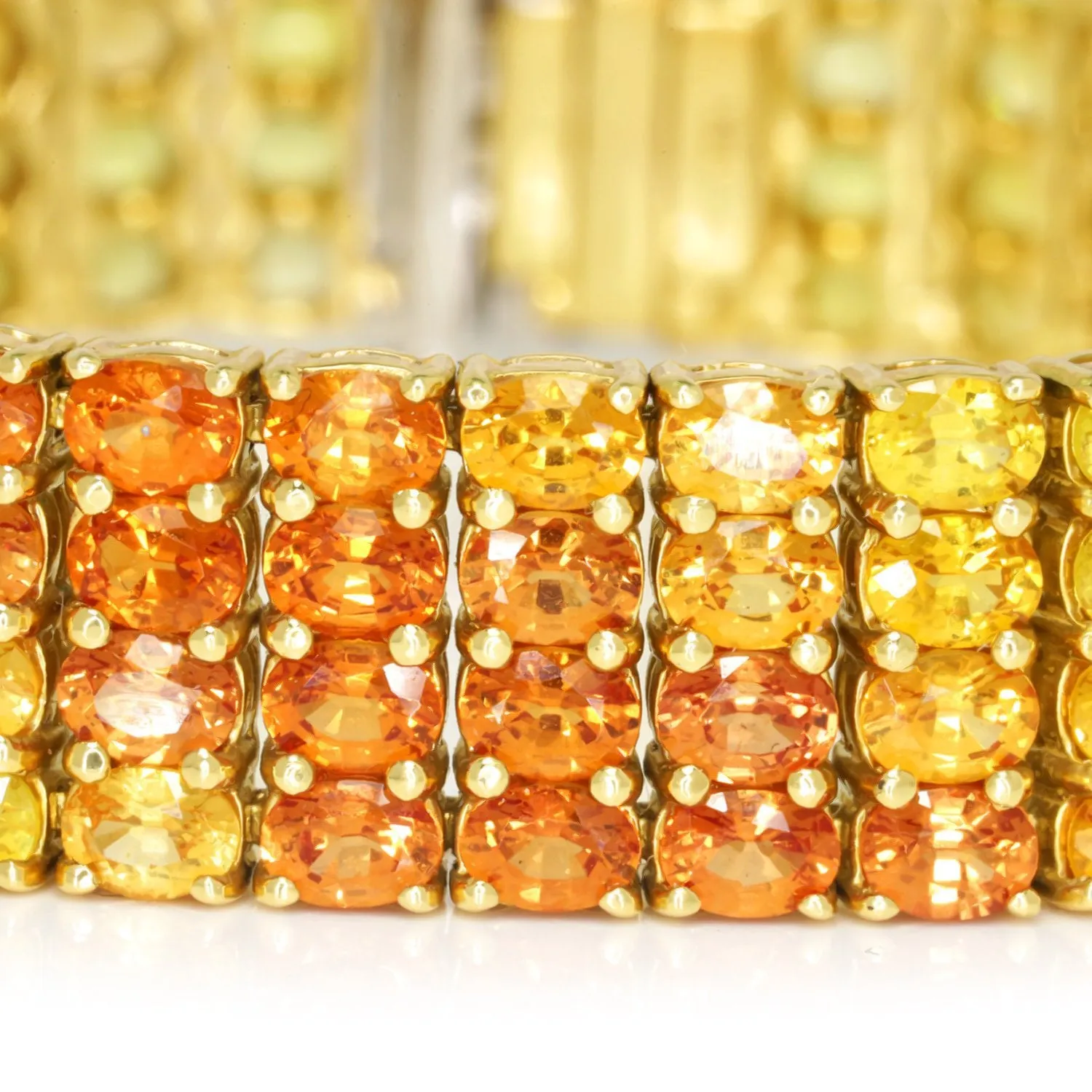 Yellow to Orange Sapphire Fade Bracelet 18K Yellow Gold 25.33ctw